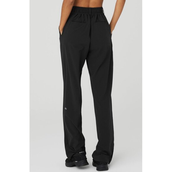 Alo High-Waist Dreamscape Trousers Black Wide Leg Hi-Rise Waisted Palazzo Pants - Picture 2 of 11